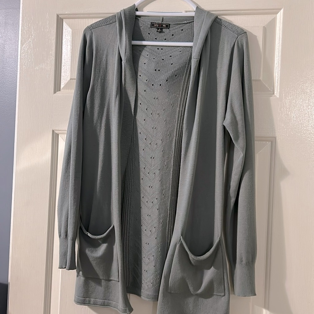 Lefty & Me hooded cardigan. Size M. Seafoam green.